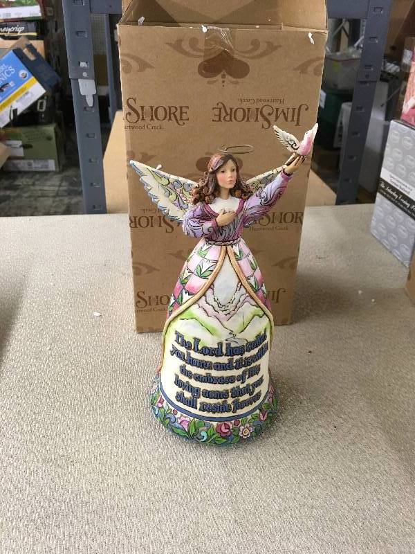 lot 194 image: Jim Shore Forever In His Embrace Bereavement Angel With Dove Musical Figurine