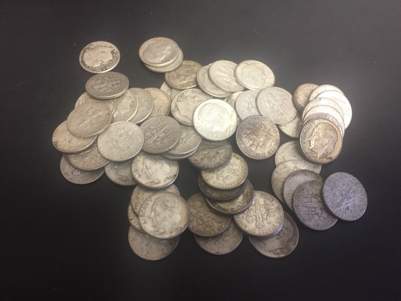 61 Roosevelt Dimes 90% Silver