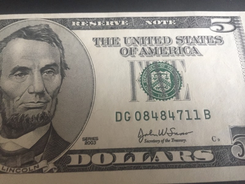 3 - Crisp Sequentially Numbered $5.00 Bills