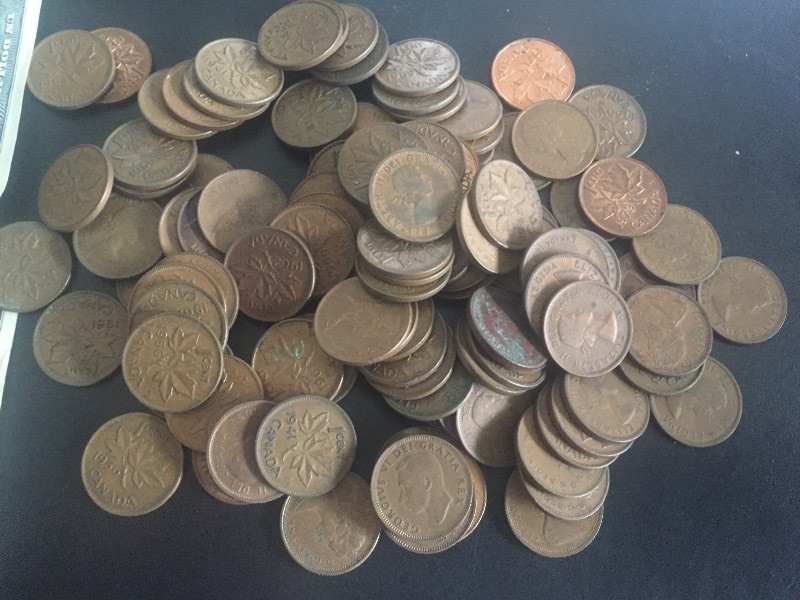Old Canadian Pennies & $1.00 Bills