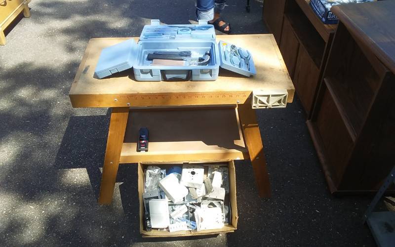 lot 2 image: Handy Work Bench 33x17x28, Tool Kit, Box Of Electrical Related