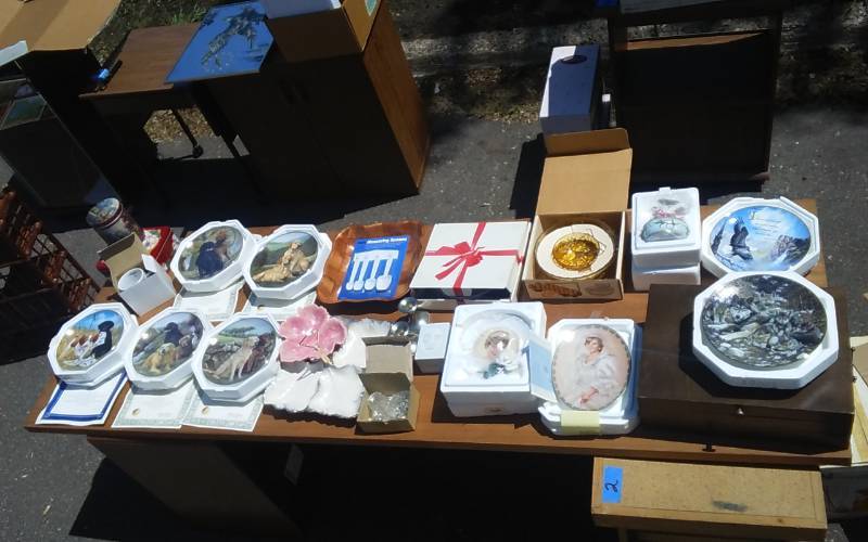 lot 26 image: Lot Of Collectibles Companion Dog Collector Plates (Franklin Mint), Princess Diana, Flatware Chest