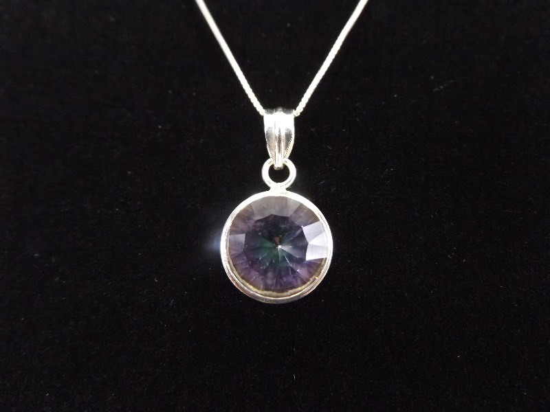 lot 11 image: .925 Sterling Silver Mystic Quartz Pendant Necklace