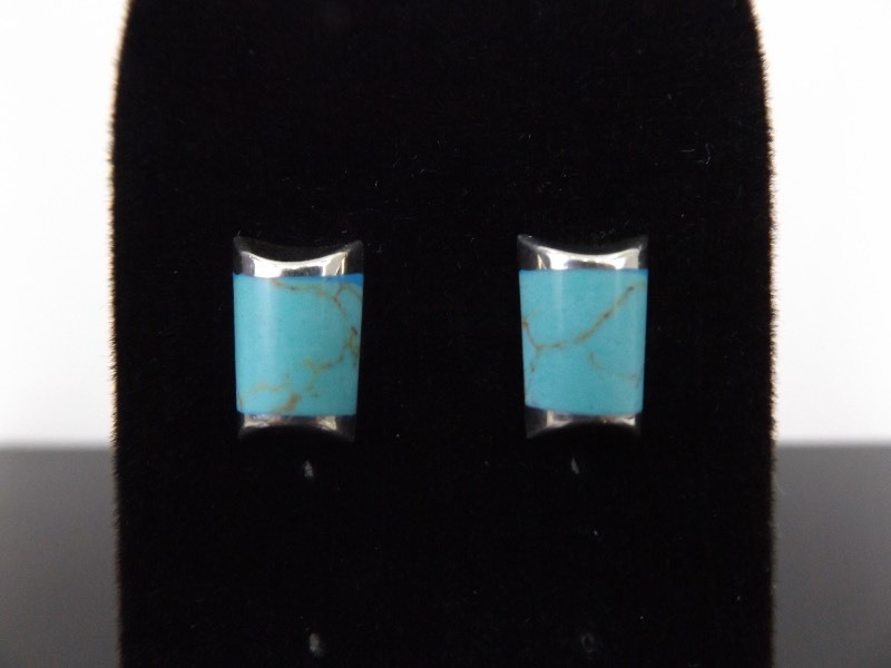 lot 77 image: .925 Sterling Silver Turquoise Earrings