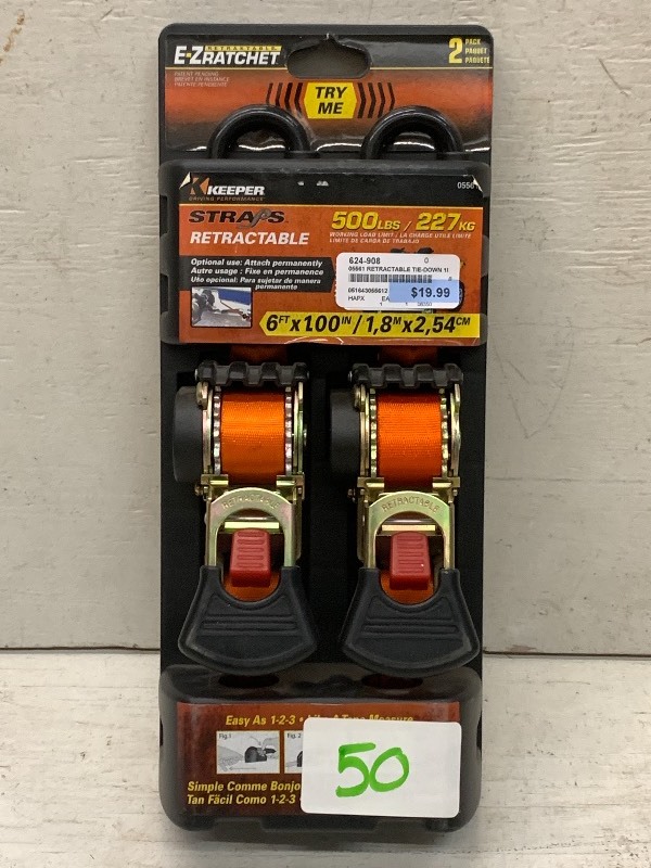 lot 50 image: (2) New 27ft Ratchet Straps
