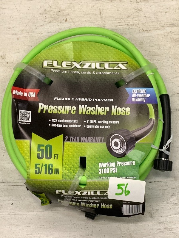 lot 56 image: New FlexZilla 516 x 50ft Premium Hybrid 300PSI Air Hose       14 NPT Fittings