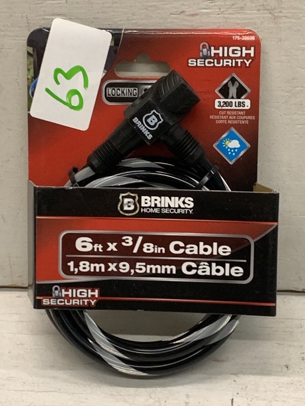lot 63 image: Brinks 6ft Lock Cable