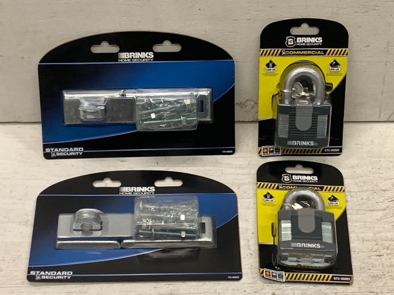 lot 77 image: (2) Brinks Lock Lasps & (2) Brinks 17,000# Padlocks