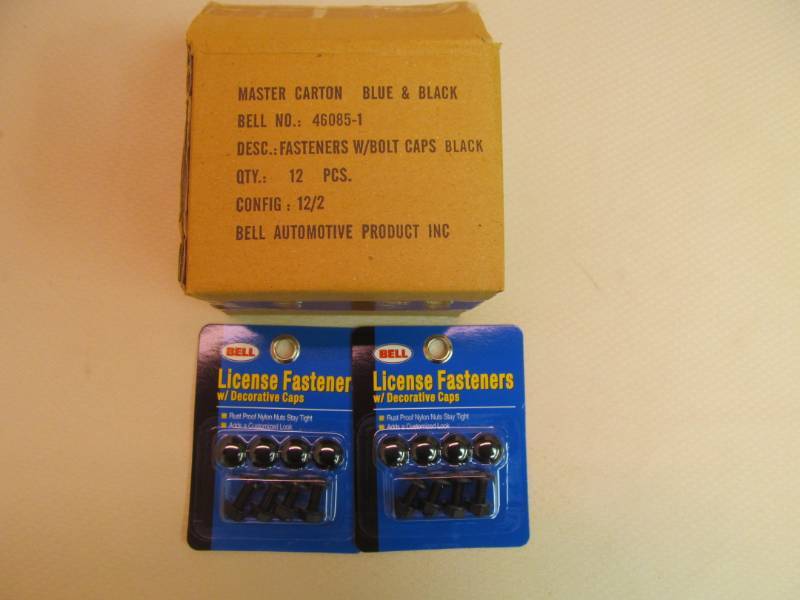 Bell automotive license plate fasteners with decorative caps