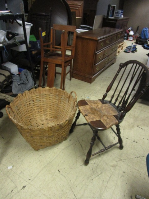 lot 948 image: CHAIR WITH WOVEN SEAT AND BASKET