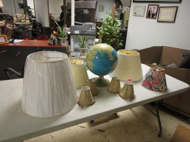 lot 961 image: RAND MCNALLY GLOBE AND LAMP SHADES