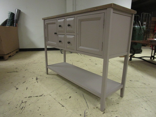 lot 115 image: SIDE TABLE WITH CABINETS AND DRAWERS