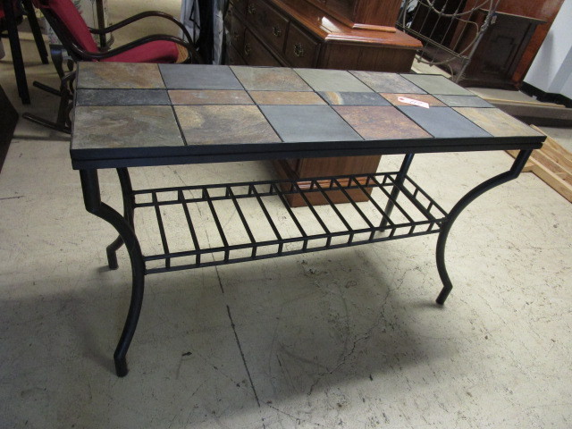 lot 117 image: TILE TOPPED SIDE TABLE
