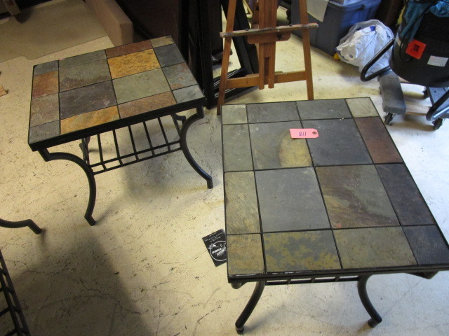 lot 118 image: TILE TOPPED END TABLES
