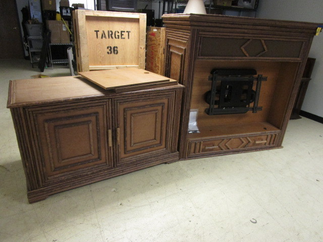 lot 145 image: CUSTOM BUILT RUSTIC STYLE ENTERTAINMENT CENTER