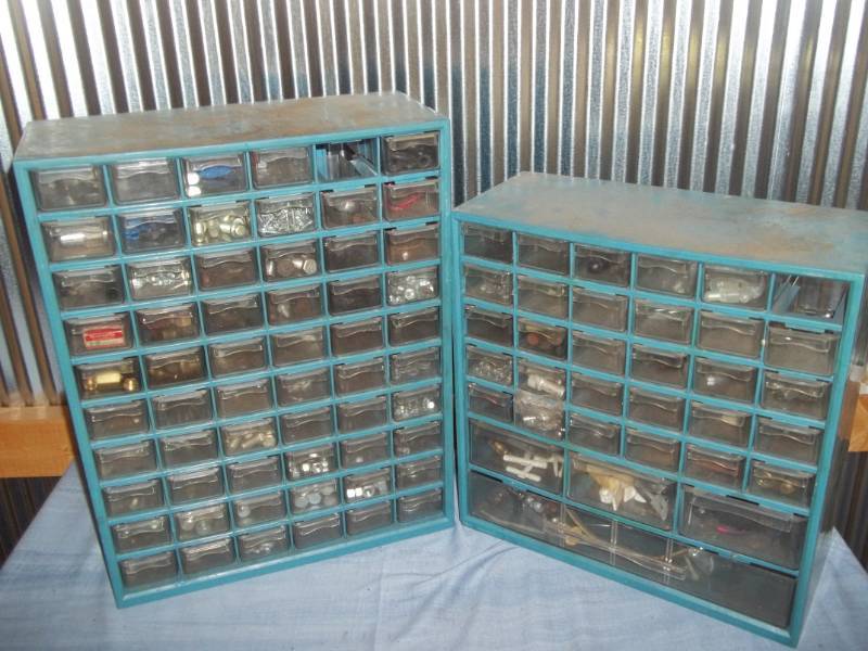 lot 44 image: Hardware Storage Containers with Misc Hardware