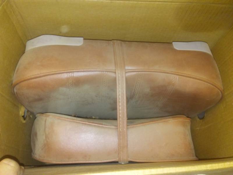 lot 237 image: New Brown vinyl boat seat and base.