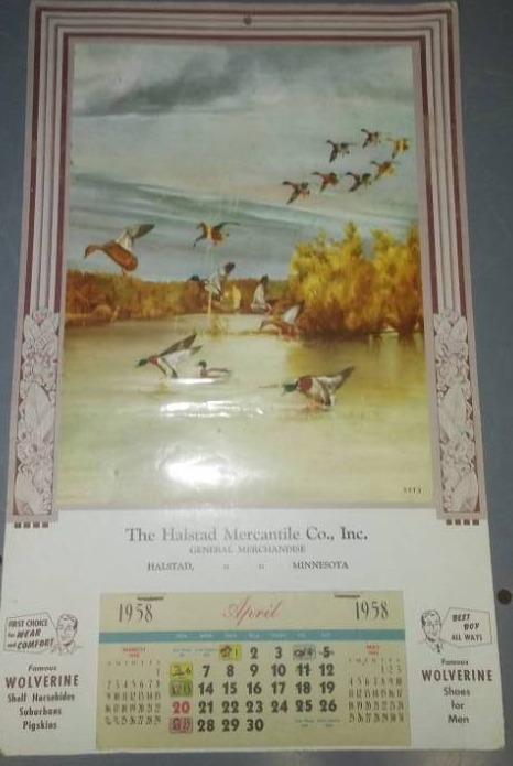 lot 282 image: 1958 calendar Halsted Mercantile