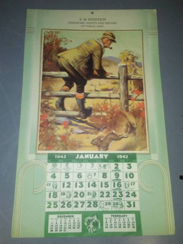 lot 283 image: 1940 to calendar Hitterdal E. M. Knudtson.