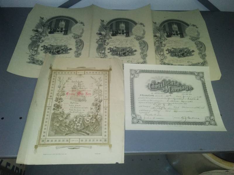 lot 290 image: Five documents- 1886, 1888, 1890, 1904, 1977.