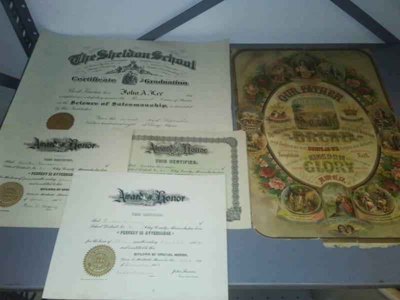 lot 291 image: 1880 Lords Prayer, 1904, 05, 05, 08 document.
