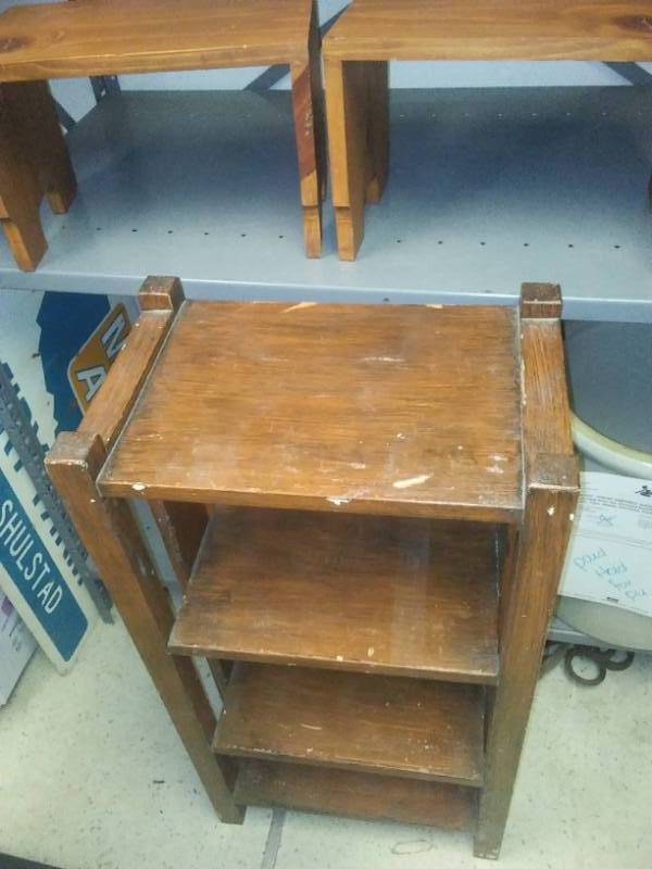 lot 307 image: 1 wood shelf and 2 stools