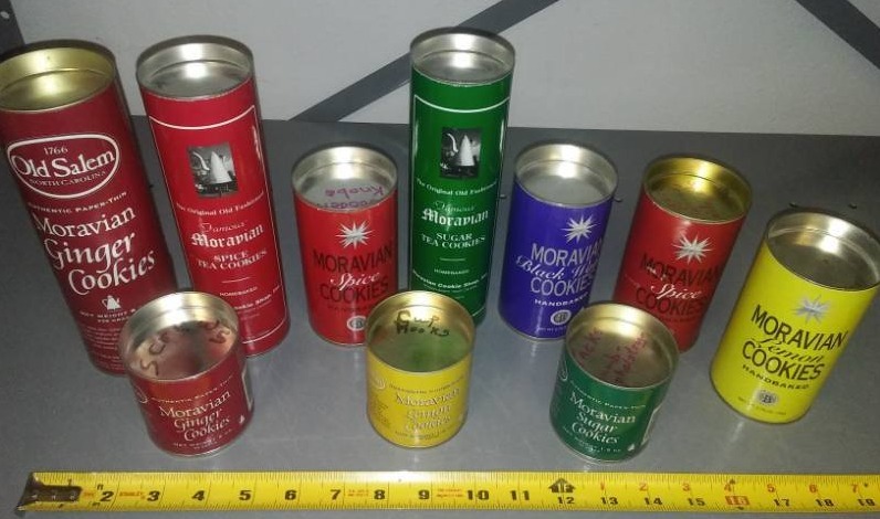 lot 349 image: Vintage Moravian Cookie Containers