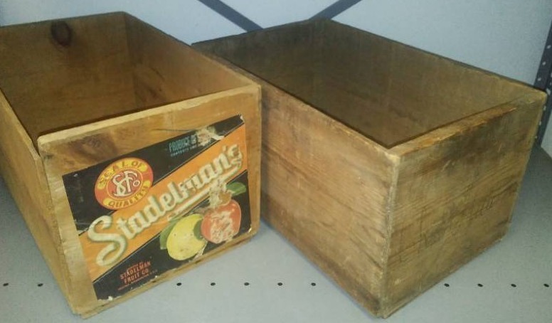 lot 394 image: 2 Fruit Crates, wood Vintage