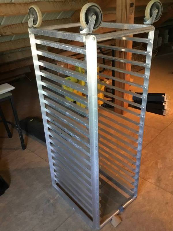 lot 114 image: Rolling backers rack.