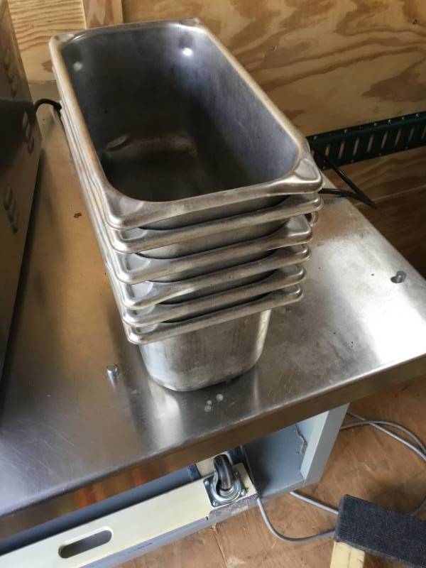 lot 140 image: Lot of 6 - 13 stainless steel. 6in deep.
