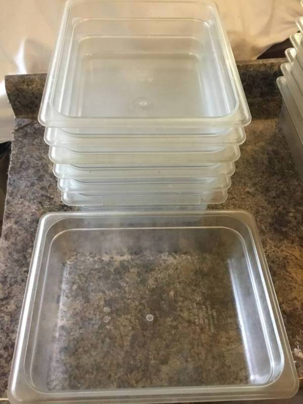 lot 187 image: lot of 7 - 12 clear Cambro pans 4 deep