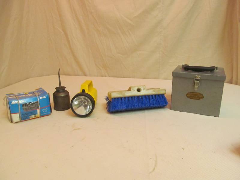lot 199 image: Roofing Nails, Wash Brush, Flashlight, and more