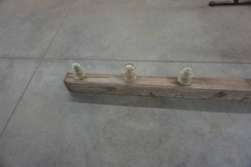 lot 19 image: 6 Power Pole Cross Beam With Glass Insulators