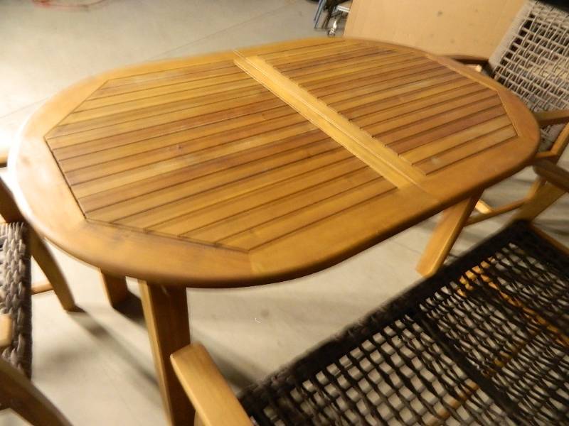 lot 2 image: New Outdoor Dining Table with Chairs and Bench