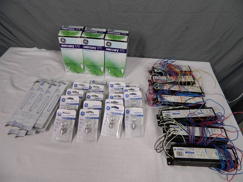 lot 112 image: New GE Light Bulbs and Ballasts