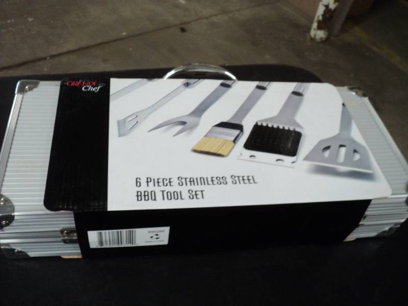 lot 20 image: 6 piece Stainless Steel BBQ Tool Se...