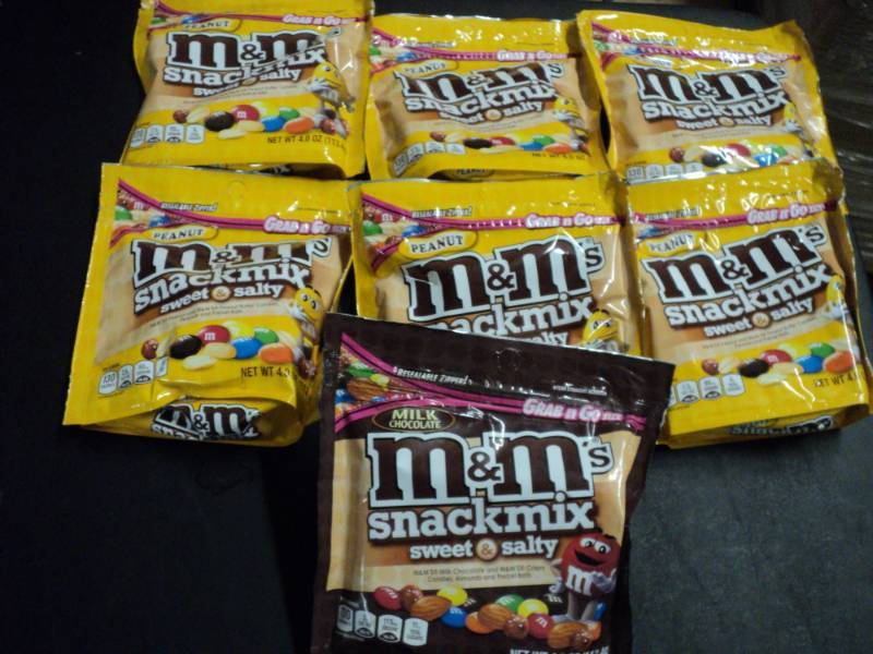 lot 244 image: 7 Bags of M & Ms Snack Mix...