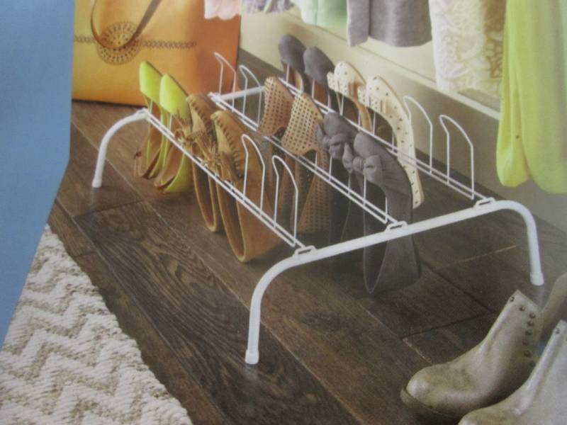 lot 12 image: Lot of 2 Whitmor Metal Shoe Racks- ...