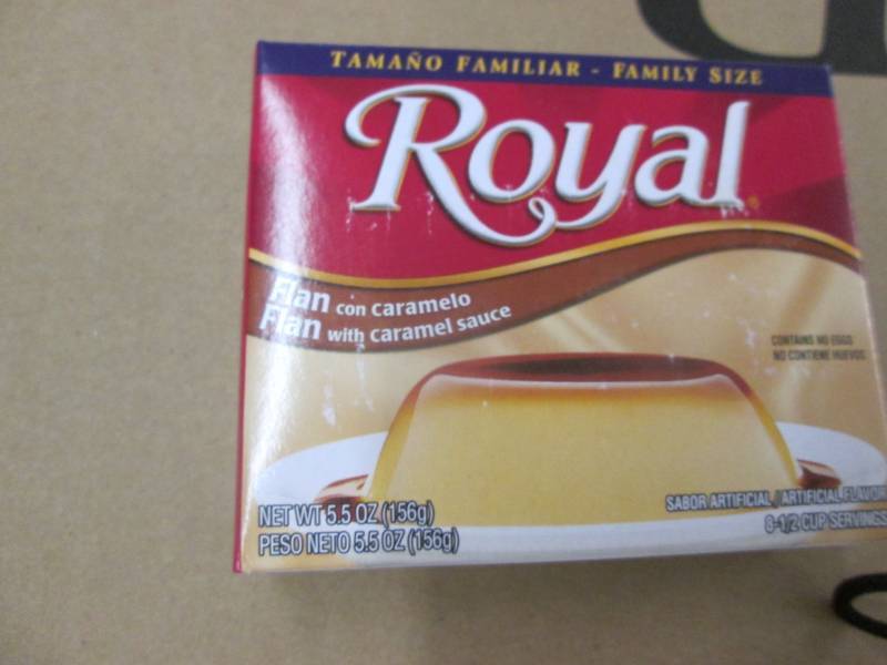 lot 193 image: Case of 96-5.5 oz Boxes Royal Flan ...
