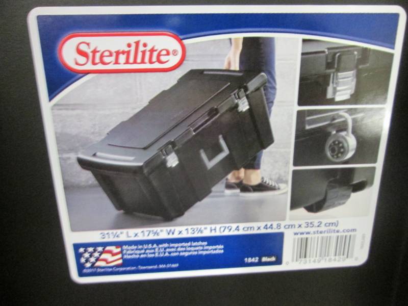 lot 223 image: Black Sterilite Footlocker 31.14x1...