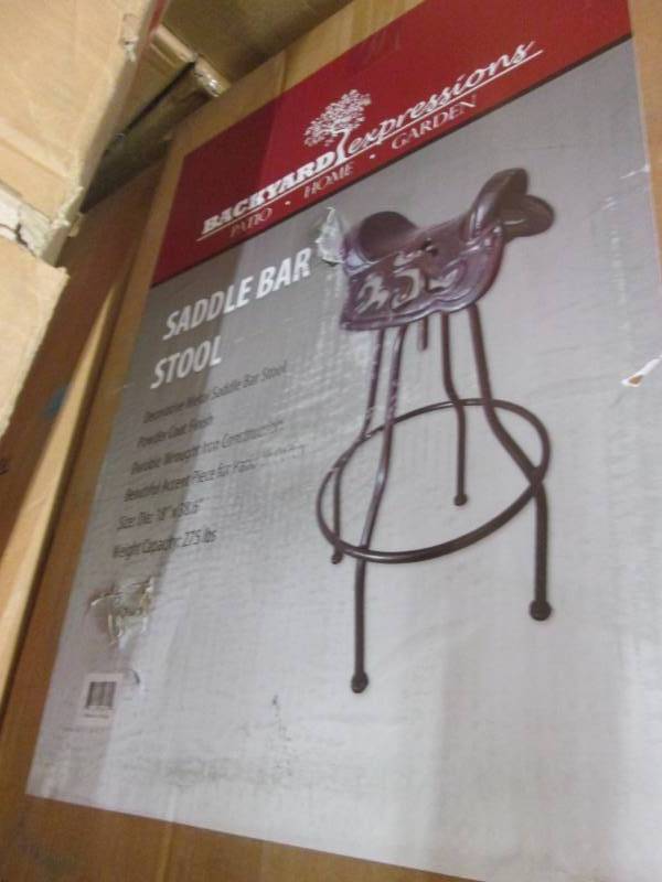 lot 11 image: Saddle Bar Stool open box Retail $1...