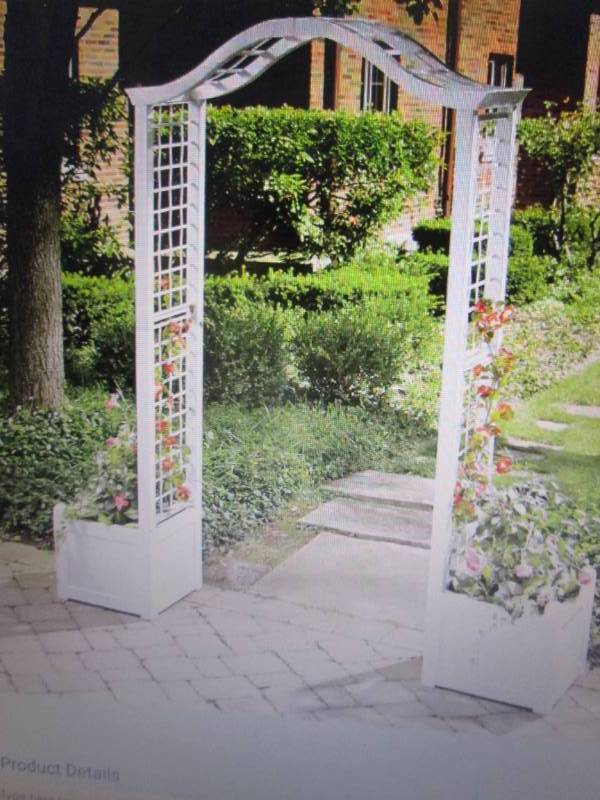 lot 14 image: Garden Arched Trellis with Planters...