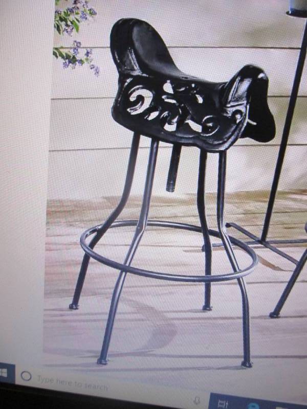 lot 15 image: Saddle Bar Stool open box Retail $1...