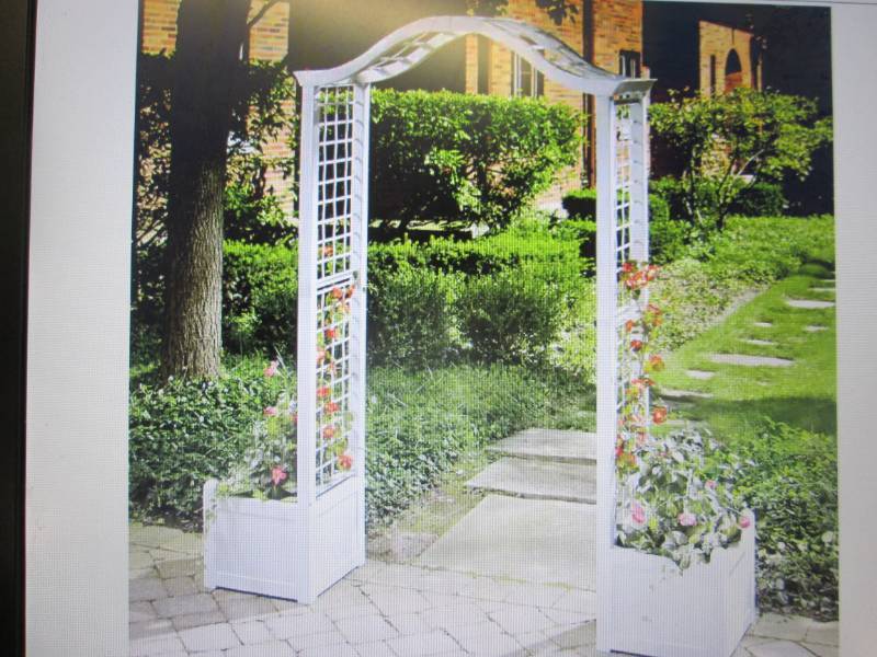lot 17 image: Garden Arched Trellis with Planters...