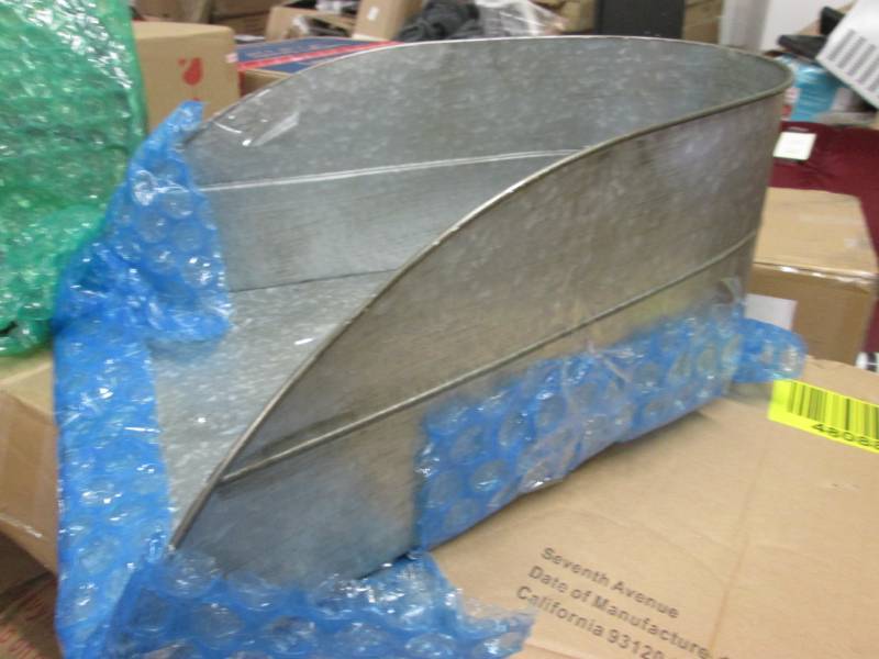 lot 20 image: Galvanized Wheel Barrow open box ...
