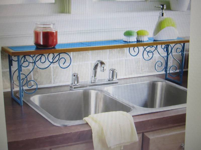 lot 34 image: Colorblock Over-the-Sink Shelf open...