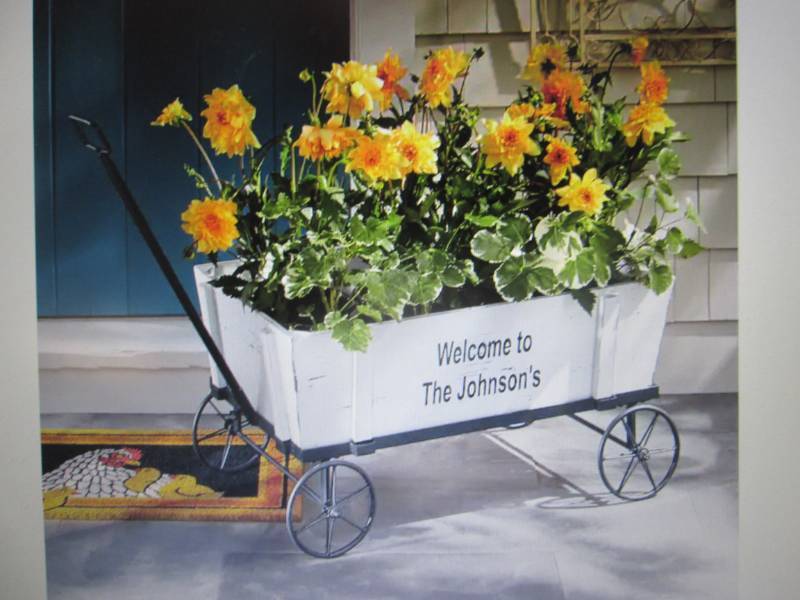 lot 54 image: Personalized Wood Wagon open box, a...