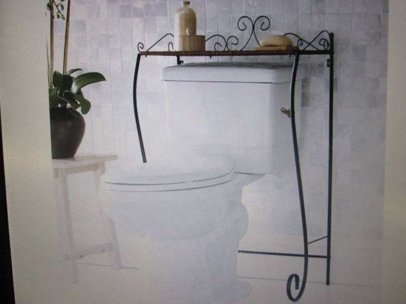 lot 65 image: Scrolled Over-the-Toilet Storage Sh...