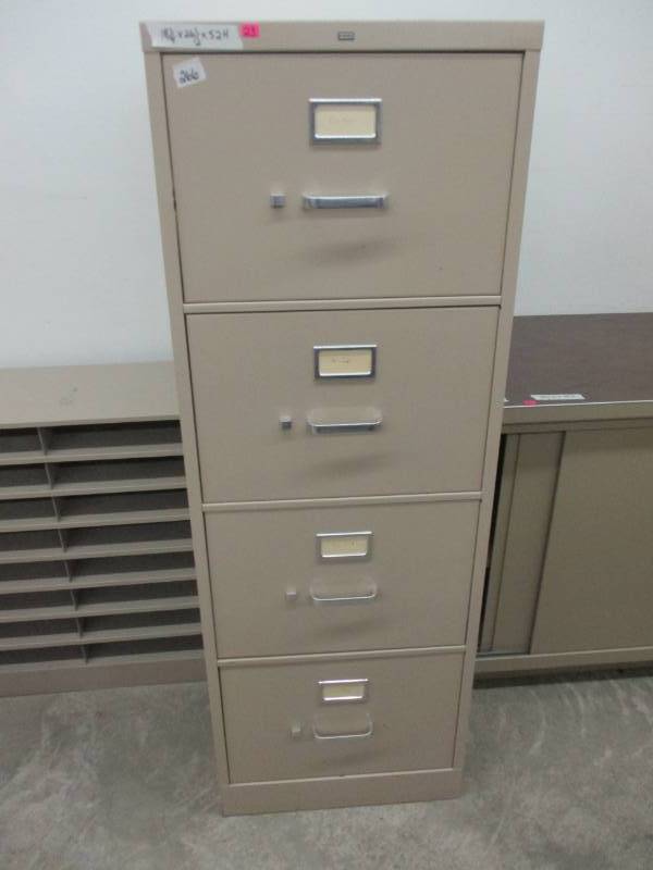 lot 23 image: 4 Drawer File Cabinet 18 14 x 26 12 x 52H