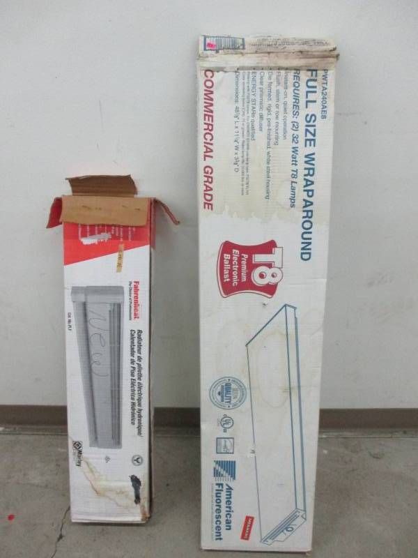 lot 53 image: 32 Watt T8 lamp Florescent light still in box 48 12 long and baseboard heater 3 feet